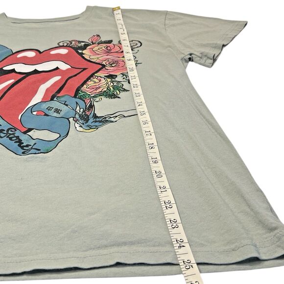 The Rolling Stones Tee Light Green Floral Tongue Graphic Band Shirt L - Picture 5 of 7